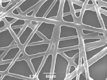 Nanofiber composite nonwoven fabric sample – low basis weight, enlarged view