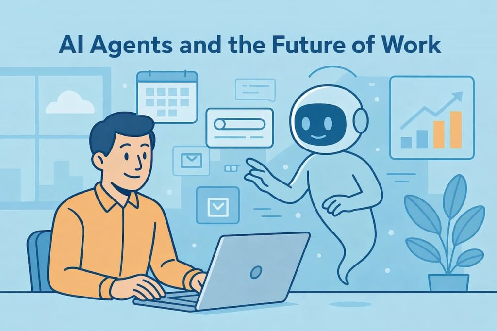 man using pc and ai agent