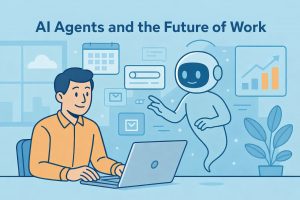 man using pc and ai agent