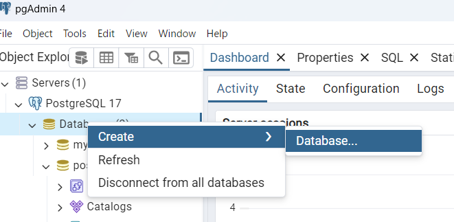 Screenshot of the pgAdmin4 interface showing database connection settings configured for the MCP PostgreSQL server setup