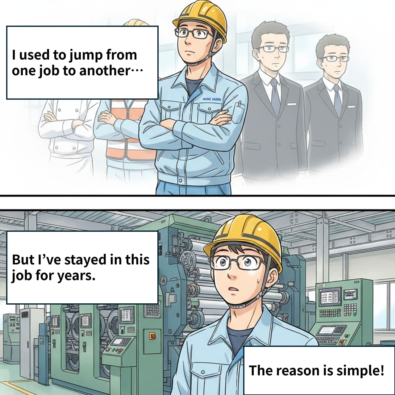 Comic strip "The Restless Boy" – panels 1 and 2, depicting the protagonist as a restless teenager who struggled with routine and structure