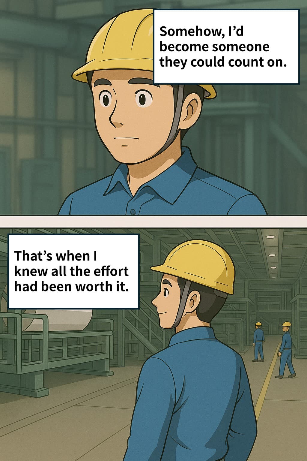 Comic strip "What Made It Worthwhile" – panels 3 and 4, showing the moment Mr. T realizes his consistent effort has earned the trust of those around him