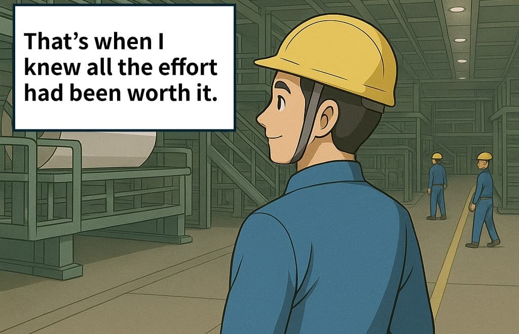 Thumbnail illustration for "What Made It Worthwhile" – a manga story about steady, devoted work earning trust and recognition over time