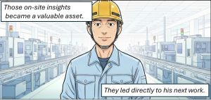 Thumbnail illustration for "4-panel Comic: One Job After Another" – a manga about finding true value beyond constant busyness at work