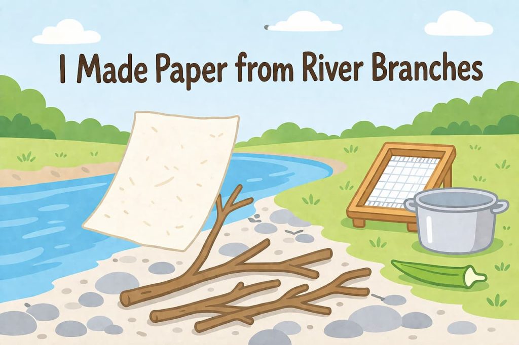 thumbnail: illustration of handmade paper by the river