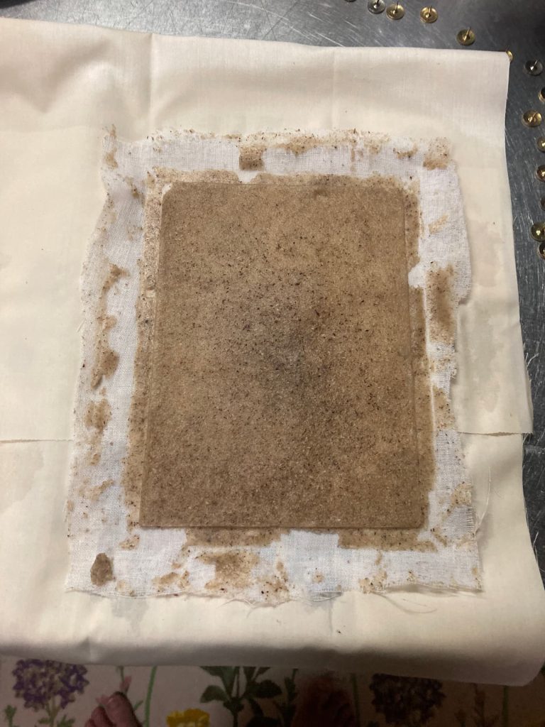 Freshly pressed paper before drying