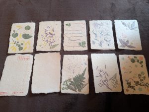 Completed handmade postcard from papermaking experience